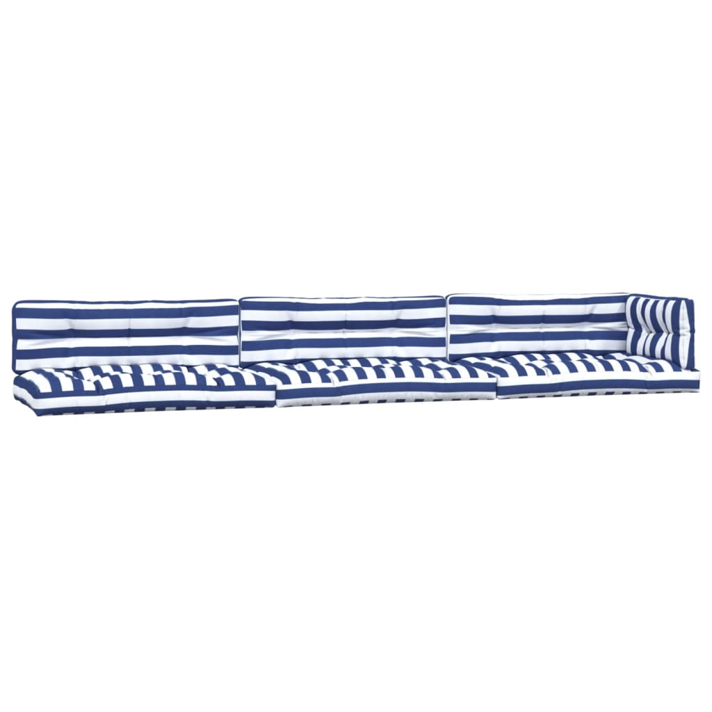 Cuscini da pallet Vidaxl 7 ST tessuto bianco e blu a strisce