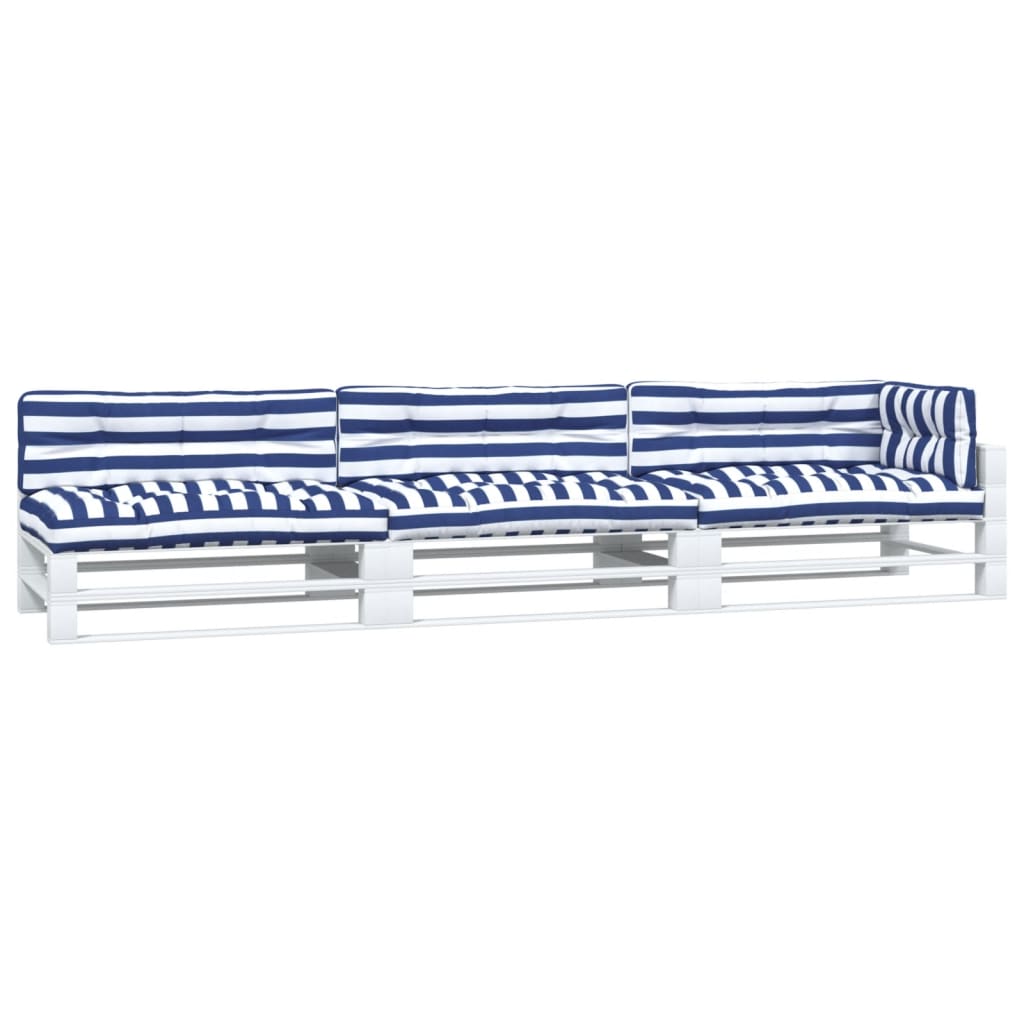 Cuscini da pallet Vidaxl 7 ST tessuto bianco e blu a strisce