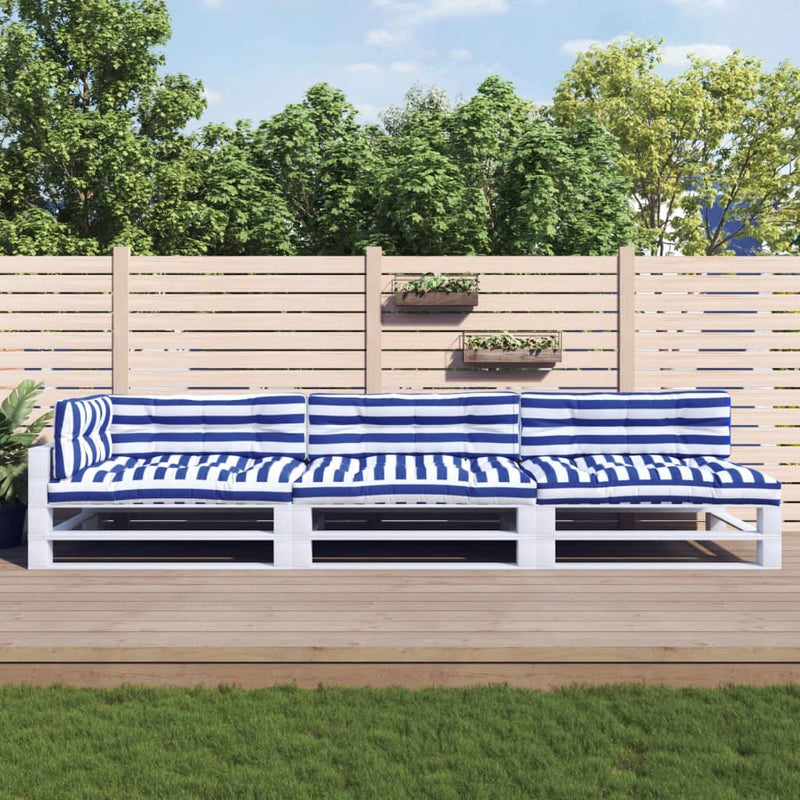 Cuscini da pallet Vidaxl 7 ST tessuto bianco e blu a strisce