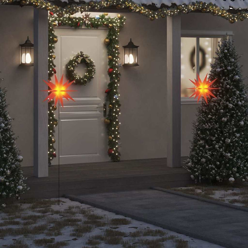 Lámparas de Navidad de Vidaxl con pasador de tierra y LED 3 ST 57 cm rojo