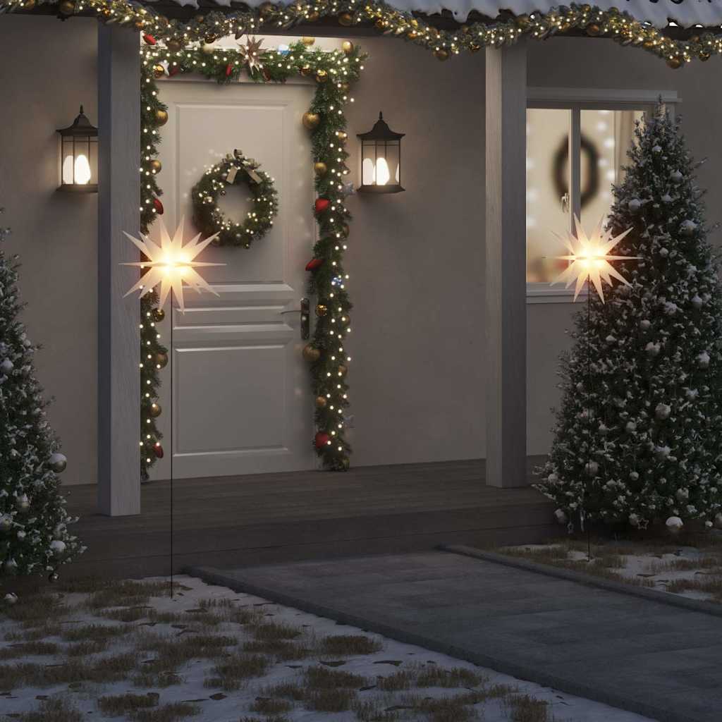Vidaxx Luci natalizie con picchetto e LED 3 pezzi 57 cm bianchi