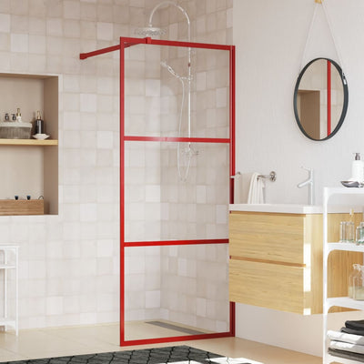 Vidaxl Walk-in Walk-In Wall Transparent 80x195 cm ESG Glass Red