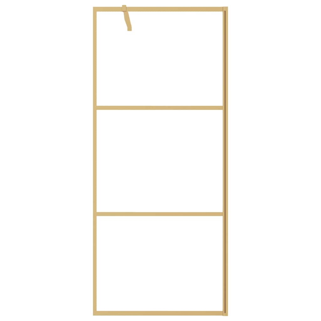 Vidaxl Walk-In Shower Wall Transparent 80x195 cm ESG-GLAS Gold Colored