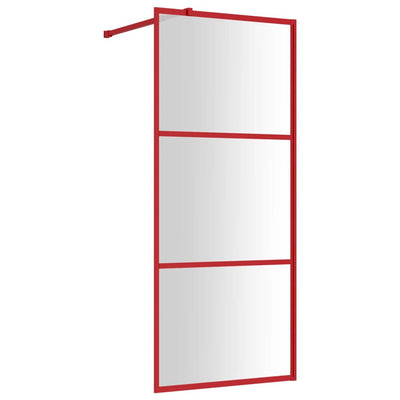 Vidaxl walk-in walk-in muro trasparente 90x195 cm di vetro ESG rosso