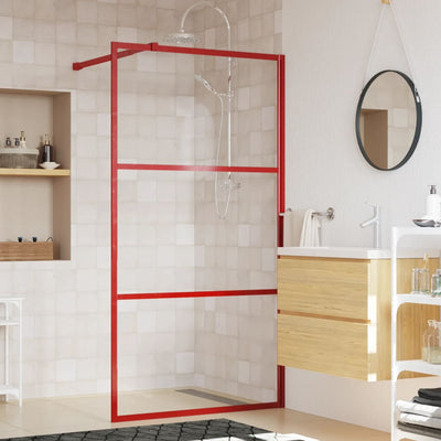 Vidaxl walk-in walk-in muro trasparente 100x195 cm vetro rosso