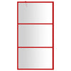 VidaXL Inloopdouchewand transparant 115x195 cm ESG-glas rood
