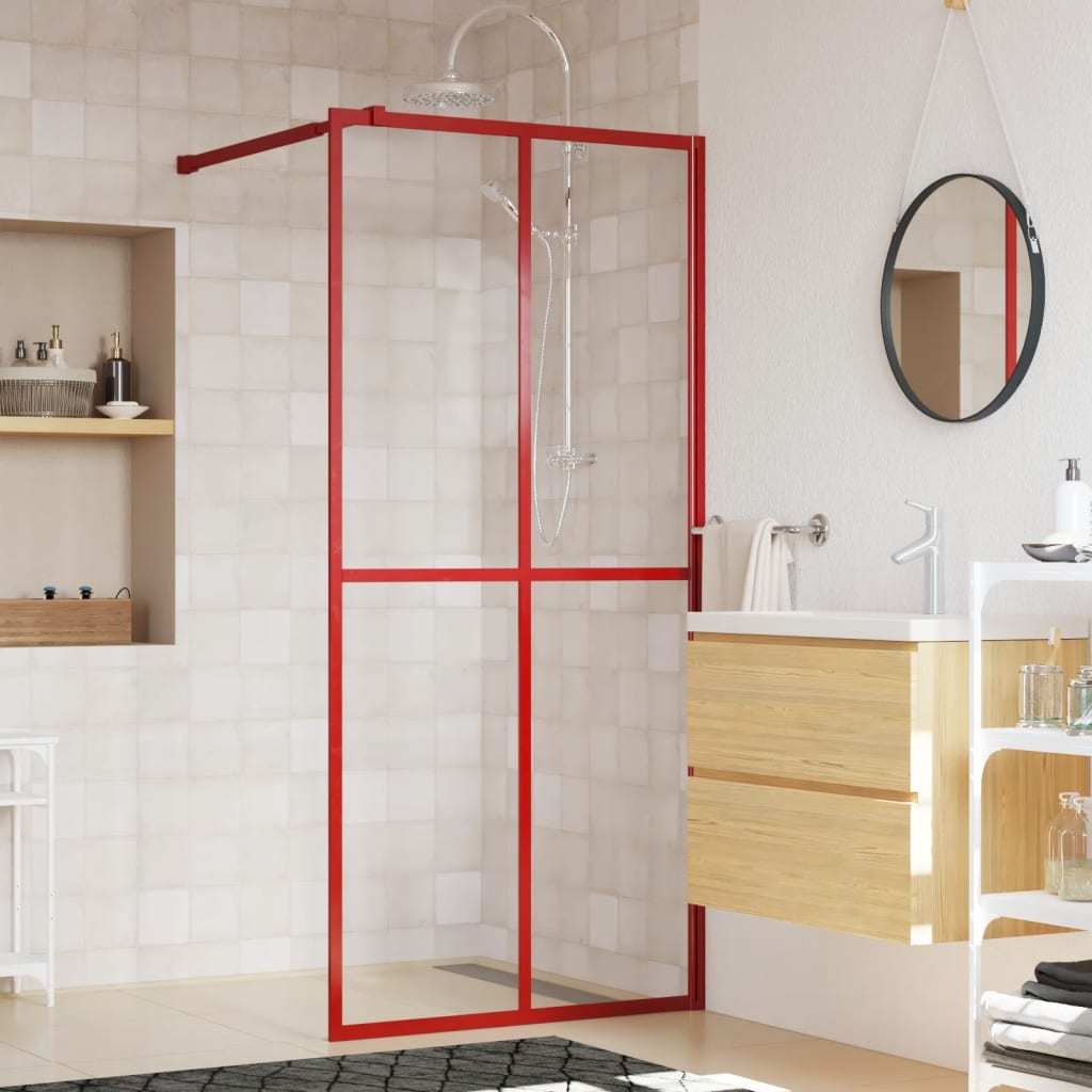 Vidaxl Walk-in Walk-In Wall Transparent 80x195 cm ESG Glass Red