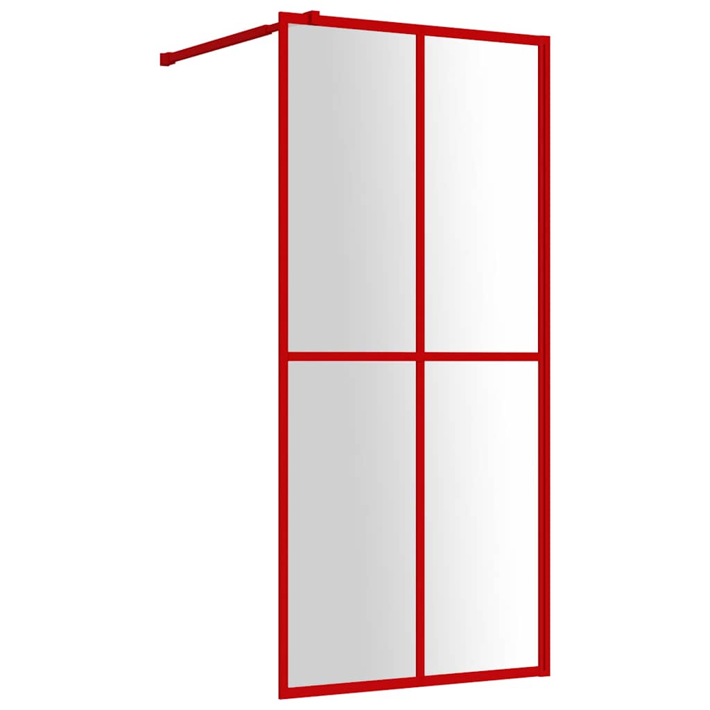 Vidaxl Walk-In Shower Wall Transparent 100x195 cm ESG Glass Red
