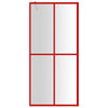 Vidaxl Walk-In Shower Wall Transparent 100x195 cm ESG Glass Red