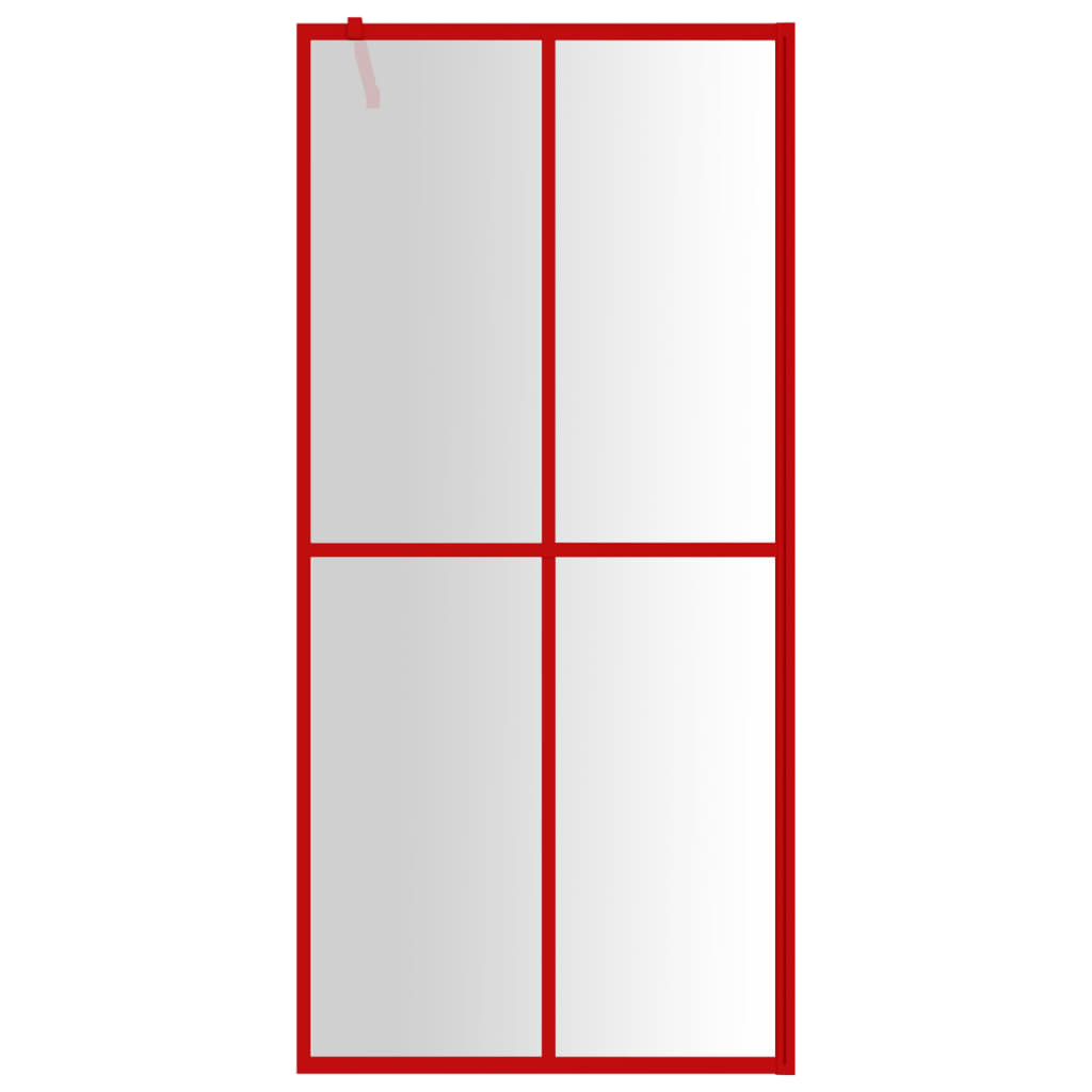 Vidaxl Walk-In Shower Wall Transparent 100x195 cm ESG Glass Red