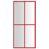 Vidaxl inloopdouchewand transparant 100x195 cm esg-glas rood