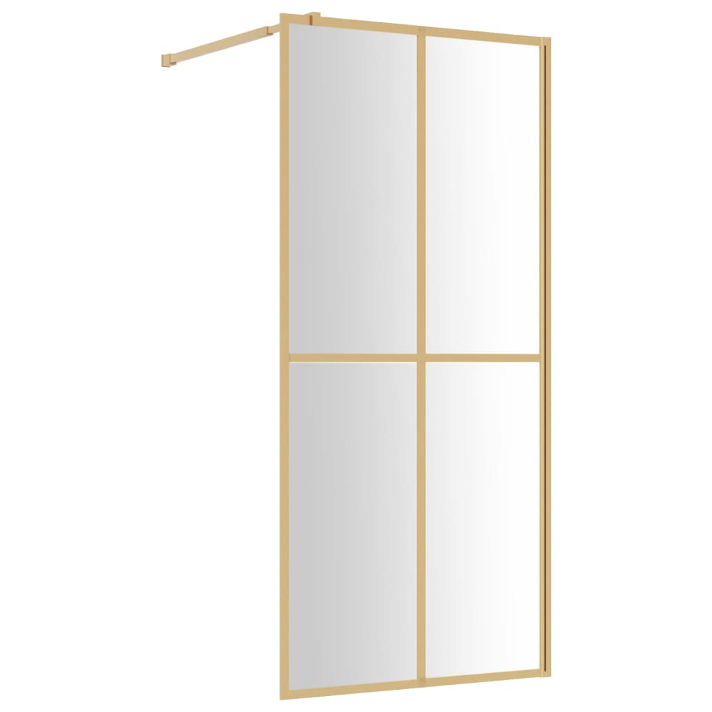 Vidaxl Walk-In Shower Wall Transparent 100x195 cm ESG-GLAS Gold Colored