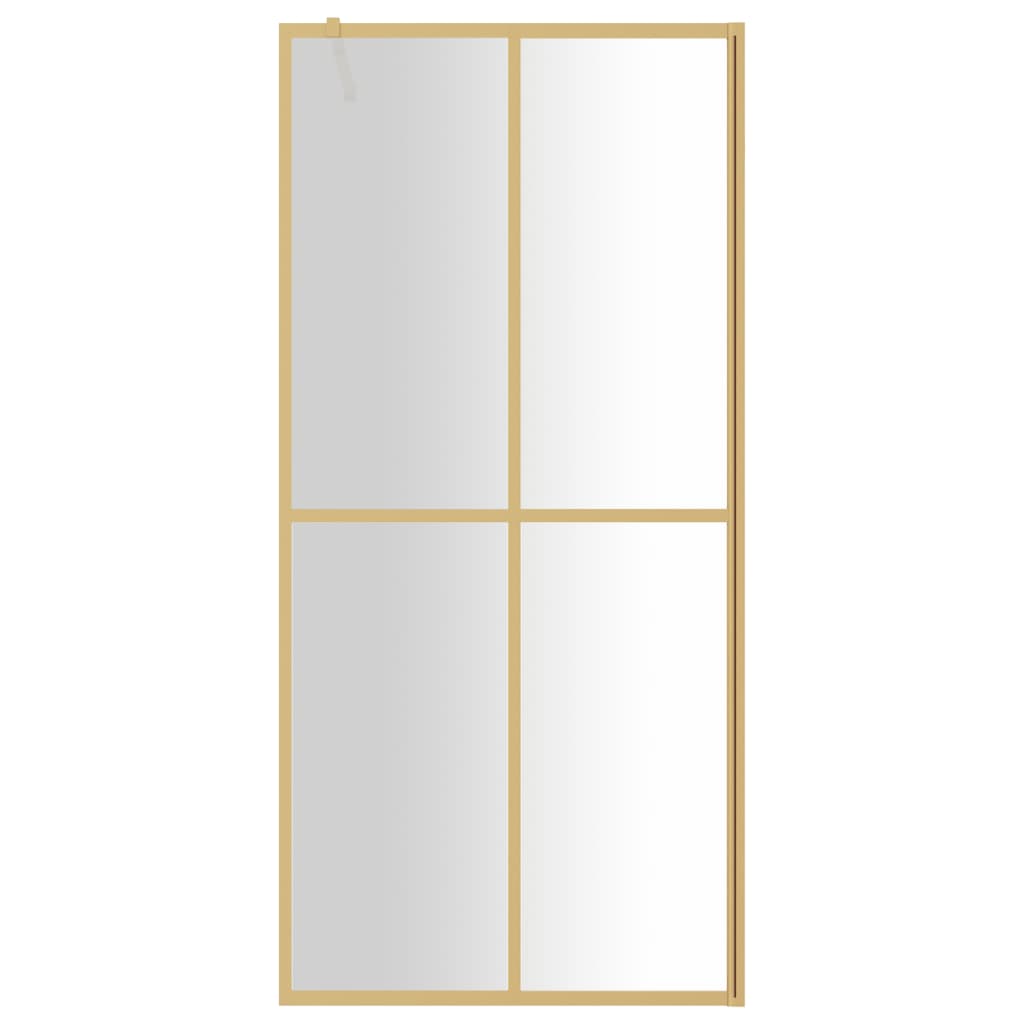Vidaxl Walk-In Shower Wall Transparent 100x195 cm ESG-GLAS Gold Colored