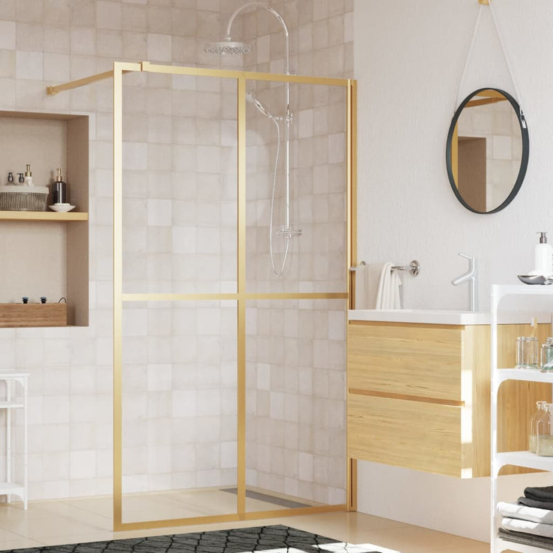 Vidaxl Walk-In Show-In Wall trasparente 118x195 cm ESG-Glas Oro colorato