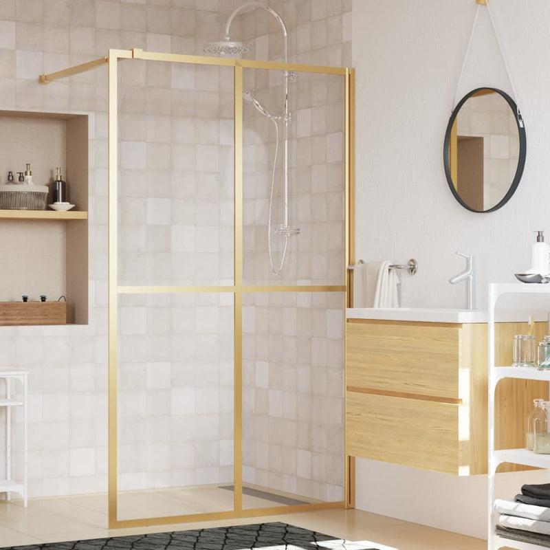Vidaxl Walk-In Show-In Wall trasparente 140x195 cm ESG Glass Gold Coloted