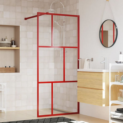 Vidaxl Walk-in Walk-In Wall Transparent 80x195 cm ESG Glass Red