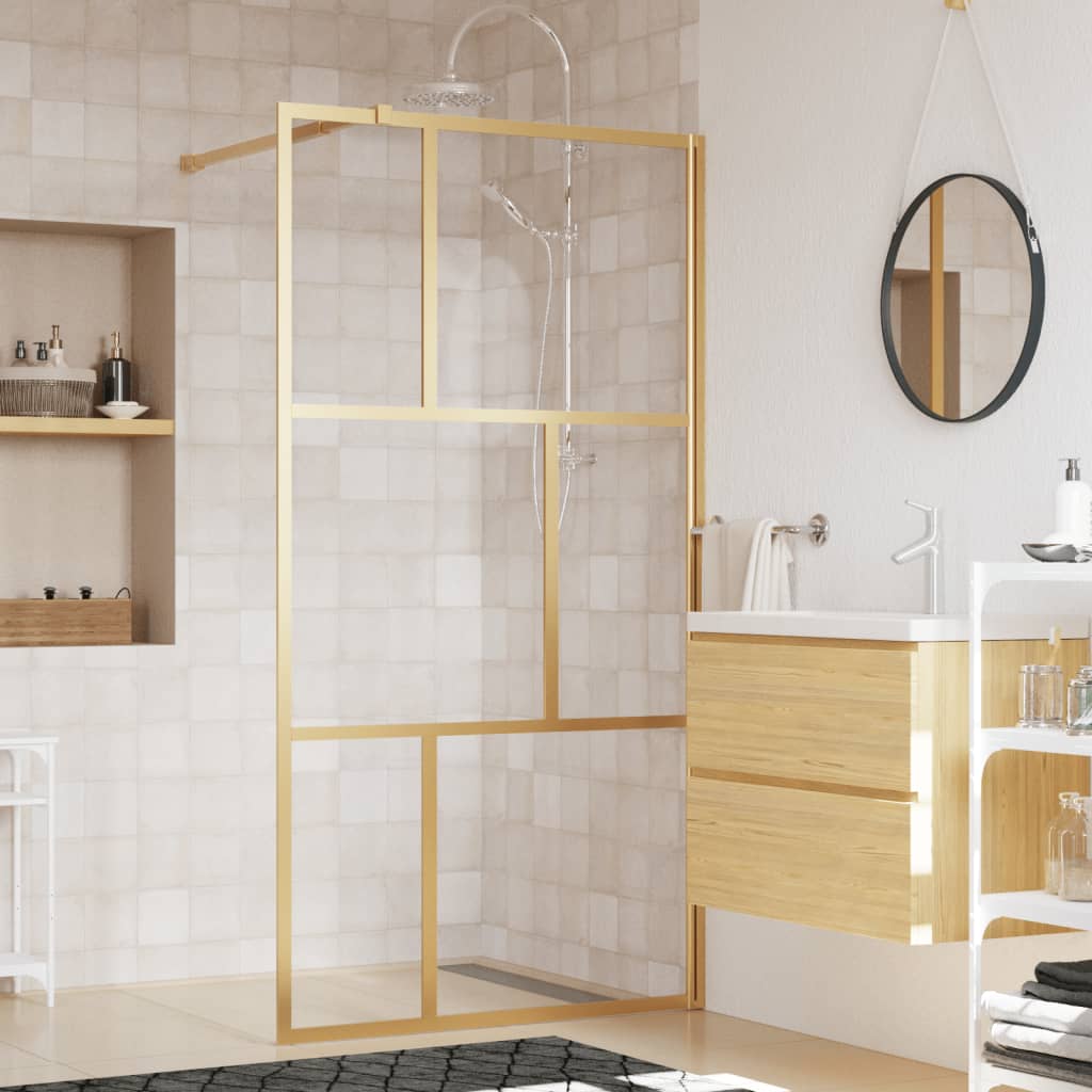 Vidaxl Walk-In Show-In Wall trasparente 100x195 cm ESG-Glas Oro colorato