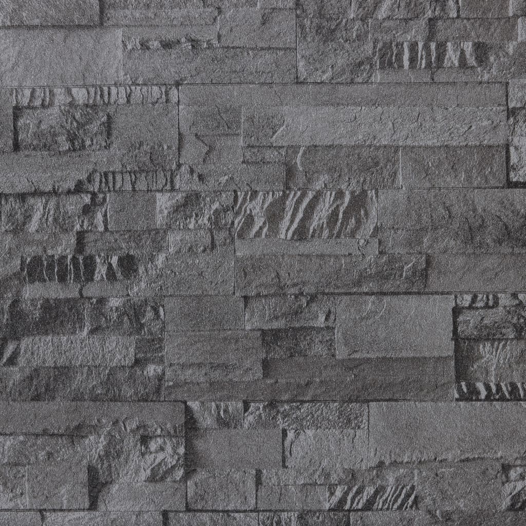 Vidaxl Fore Wallpaper 3d Stone-aspecto 10x0.53 m negro