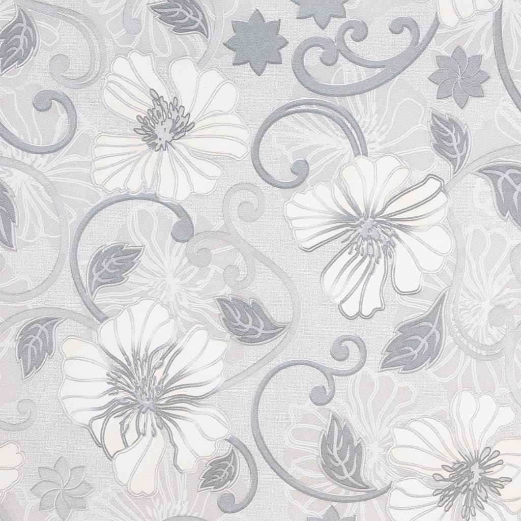 Vidaxl Fore's Wallpaper 3D Pattern Flower 10x0,53 m Grigio