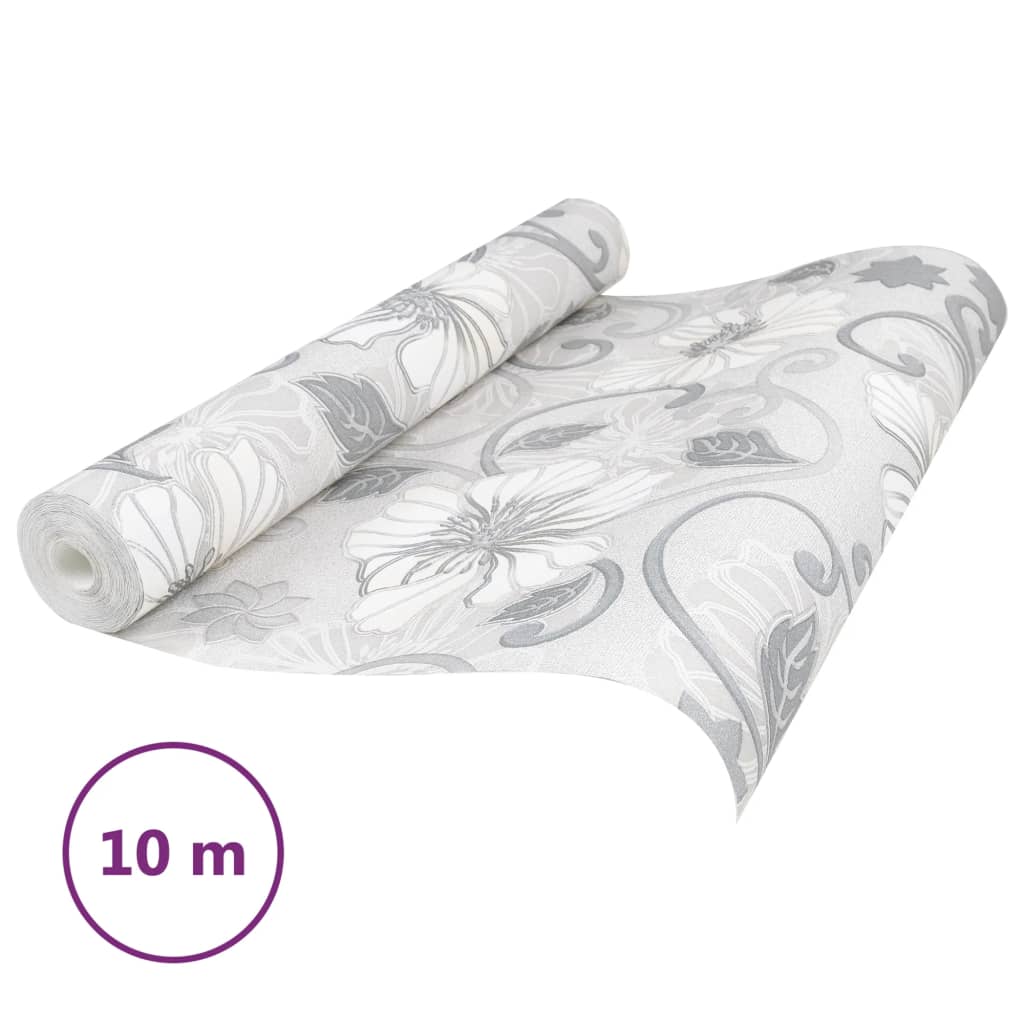 Vidaxl Fore's Wallpaper 3D Pattern Flower 10x0,53 m Grigio