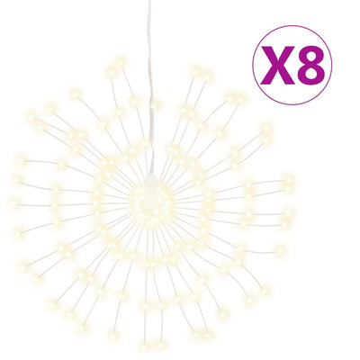 Vidaxl Iluminación navideña fuegos artificiales 8 ST 140 LED blanco cálido 17 cm