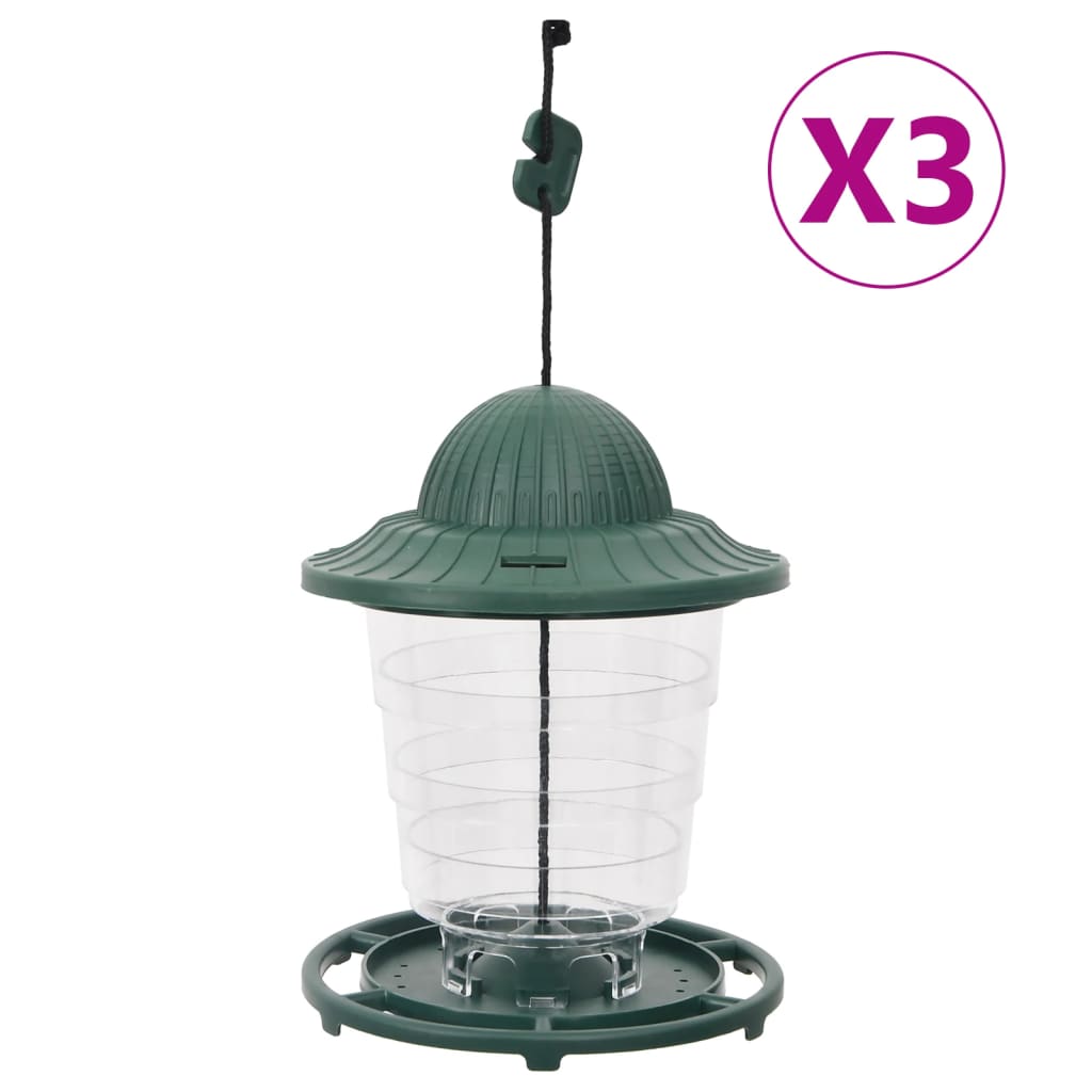 Vidaxl Bird Feeds 3 PCS 13x13x17 cm de color verde oscuro