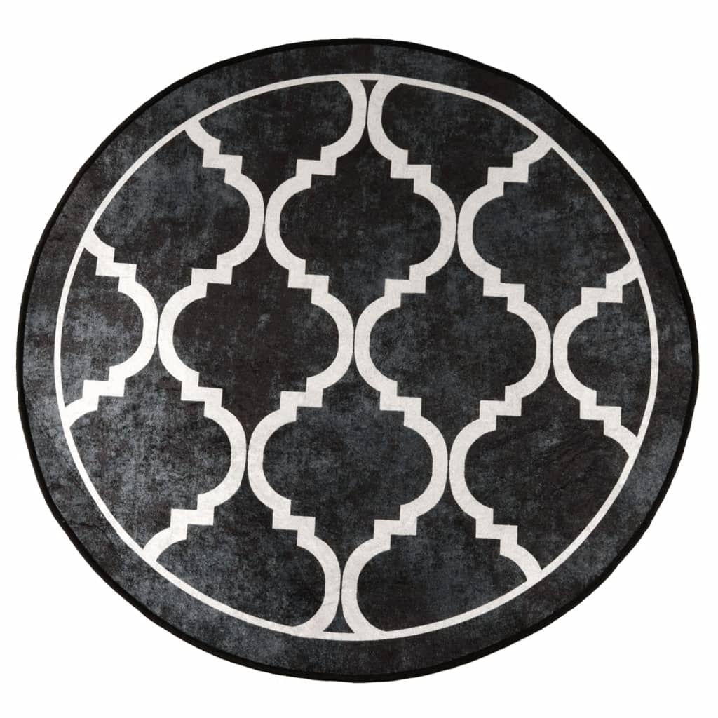 Tappeto vidaxl lavabile antiscivolo Ø 120 cm bianco e nero