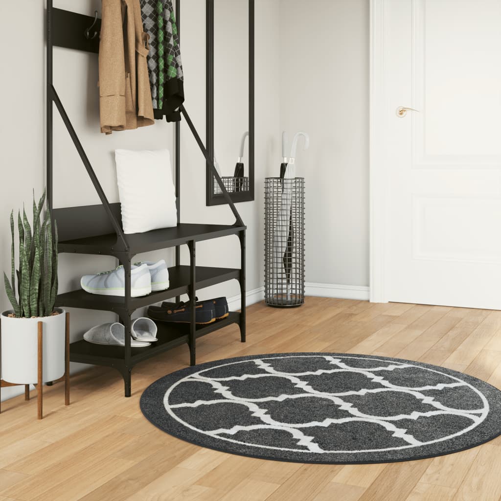 Tappeto vidaxl lavabile antiscivolo Ø 120 cm bianco e nero