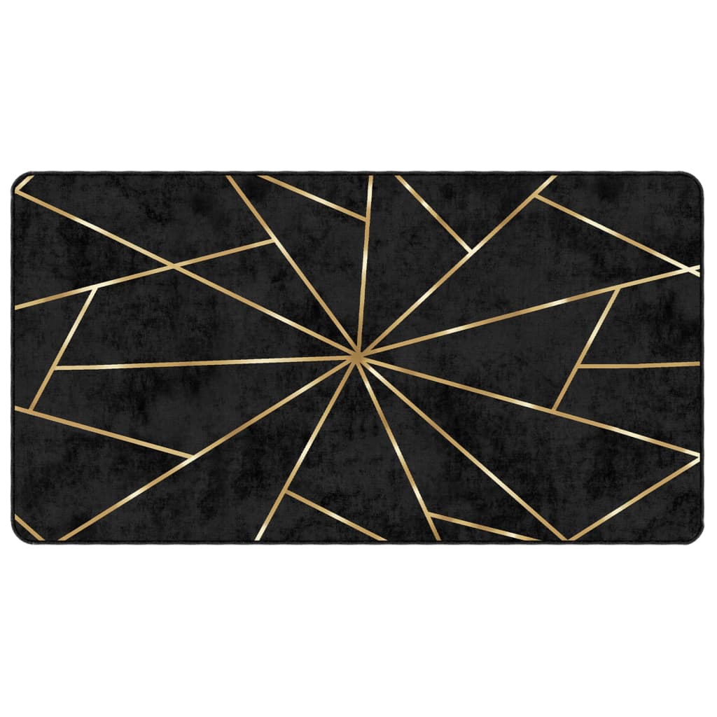 Vidaxl alfombra lavable con lavado de 80x150 cm de color negro y dorado