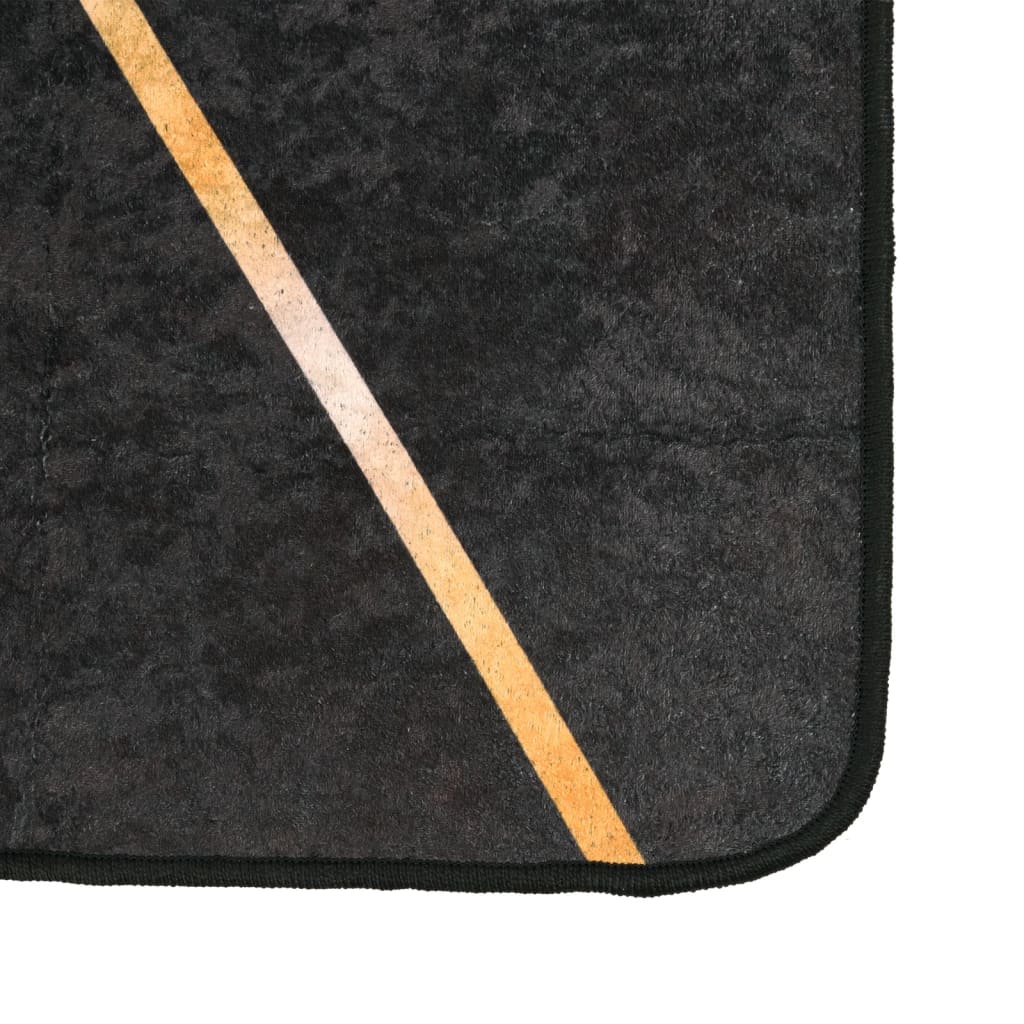 Vidaxl alfombra lavable con lavado de 80x150 cm de color negro y dorado