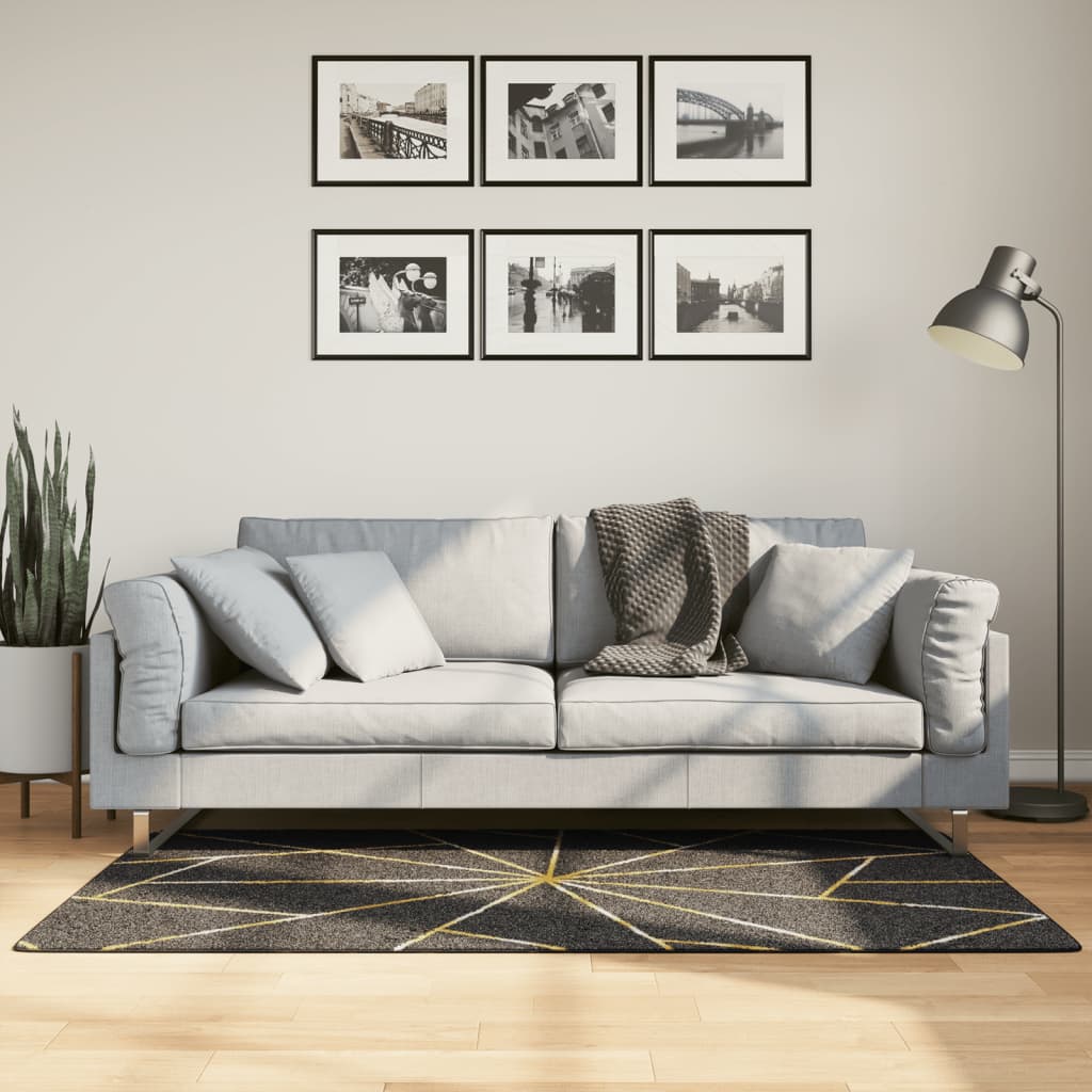 Vidaxl alfombra lavable con lavado de 80x150 cm de color negro y dorado