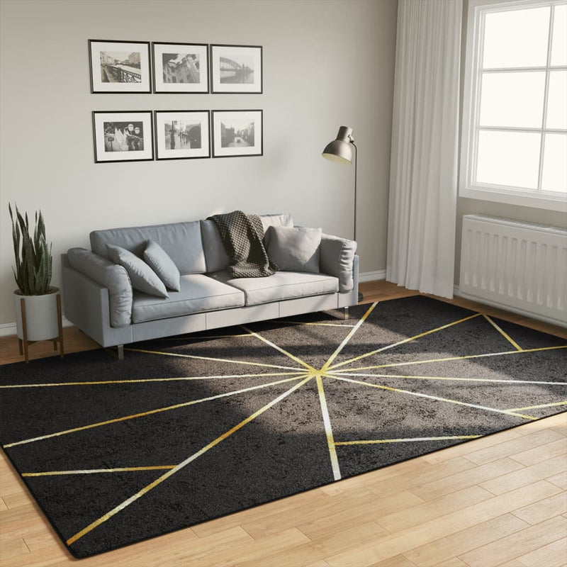 Vidaxl alfombra lavable con 190x300 cm de color negro y dorado
