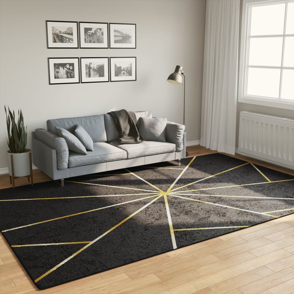Vidaxl alfombra lavable con 190x300 cm de color negro y dorado