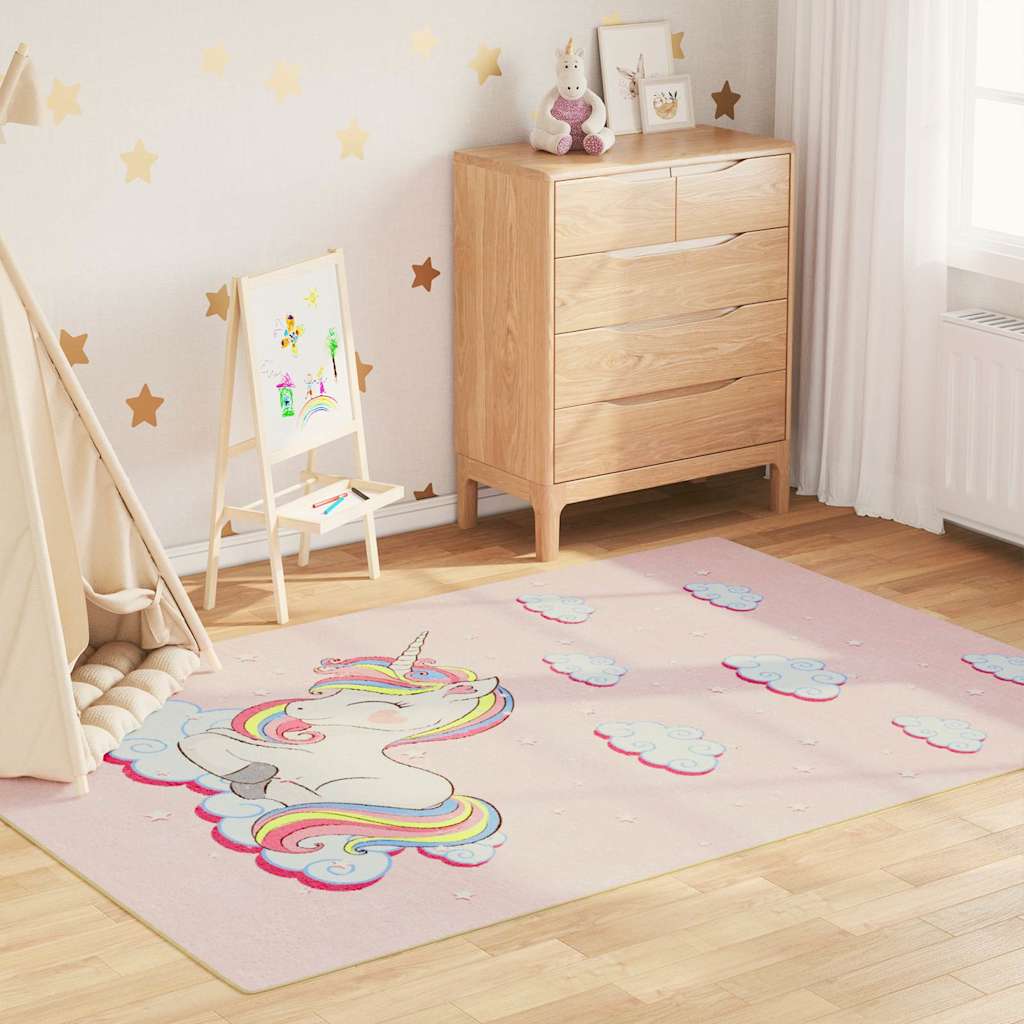 Vidaxl RUG de piso infantil Unicornio Washable Anti -Slip 160x230 cm verde