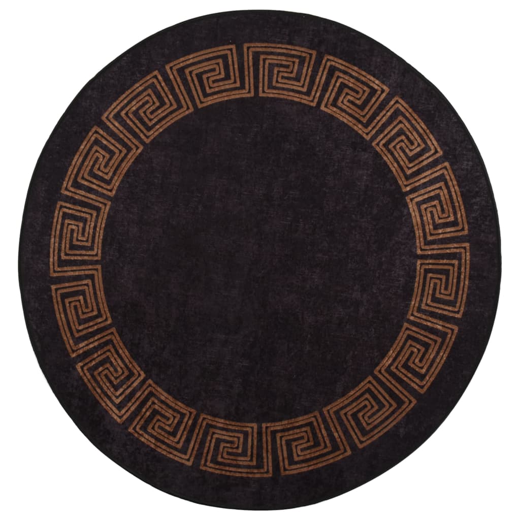 Vidaxl alfombra lavable Ø 200 cm de color negro y dorado de 200 cm