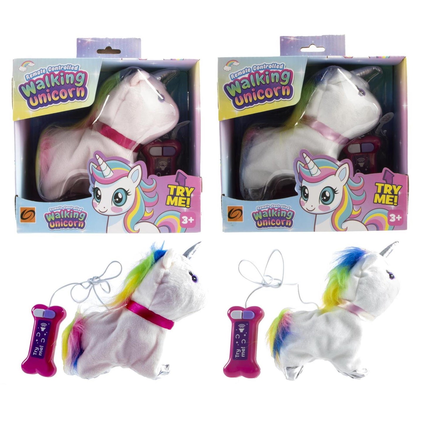 Lopende unicorn met geluid 16cm