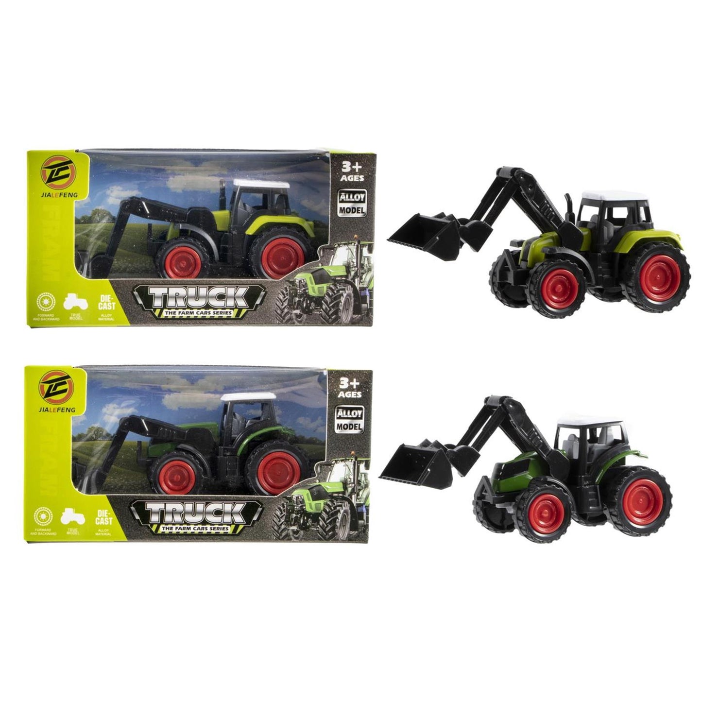 Tractor met voorlader pull-back 11cm