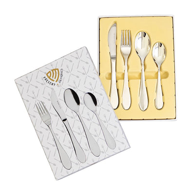 Cubiertos para niños - 4 piezas - en blanco - plata