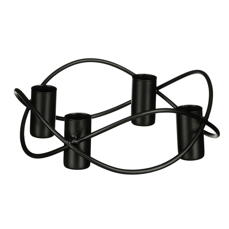 Candeliere Edelman in metallo per 4 candele 5,5x17 cm nero