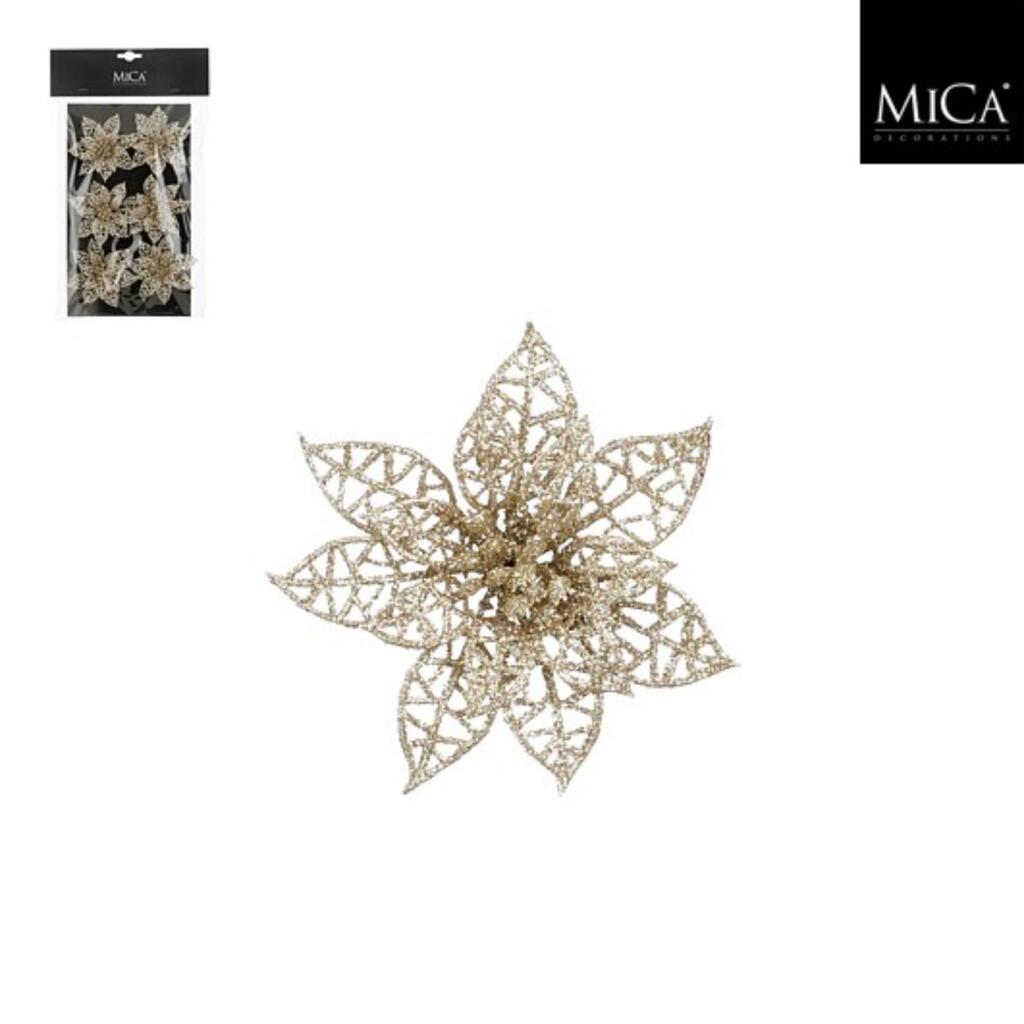 Clip Edelman stella di Natale champagne 6 pezzi - h1xp8cm | 4 pezzi