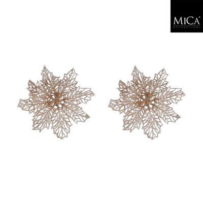 Edelman clip poinsettia champagne 2 piezas - h3xd13.5cm | 4 piezas