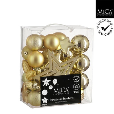 Decorazione albero Edelman infrangibile oro 40 pezzi - d8cm