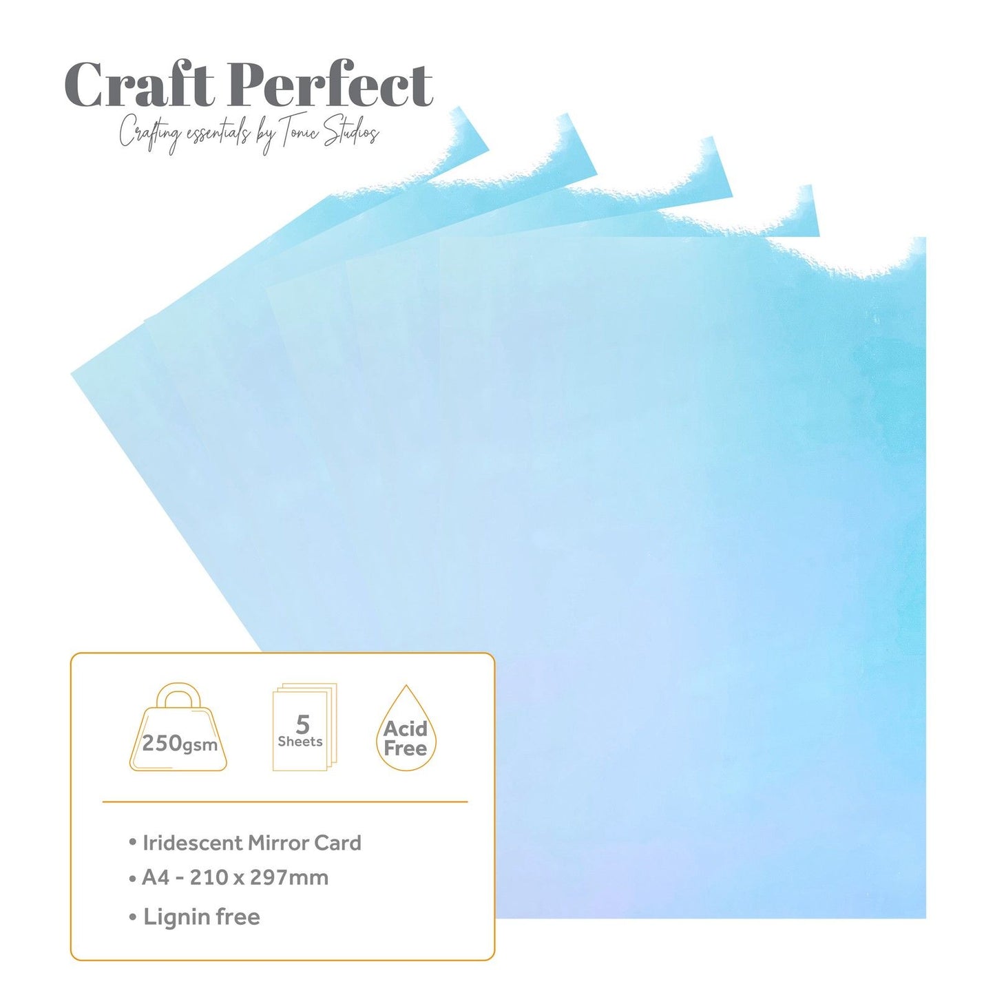 Craft perfect de tonic studios craft perfect • tarjeta espejo iridiscente 250 g azul enjoyado 5 piezas