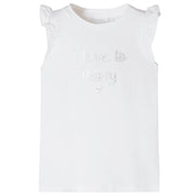 Vidaxl kindershirt met mouwen met ruches 116 wit - afbeelding 1