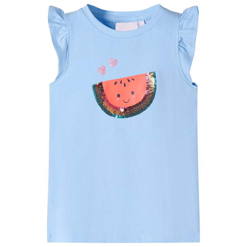 Camicia per bambini Vidaxl con increspatura sulle maniche 116 azzurro