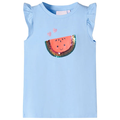 Camicia per bambini Vidaxl con increspatura sulle maniche 128 azzurro