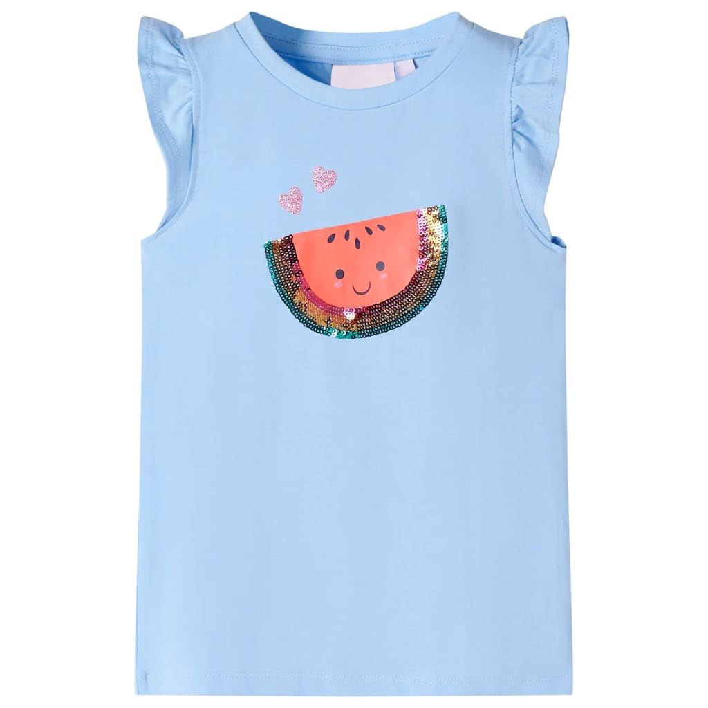 Camicia per bambini Vidaxl con increspatura sulle maniche 128 azzurro