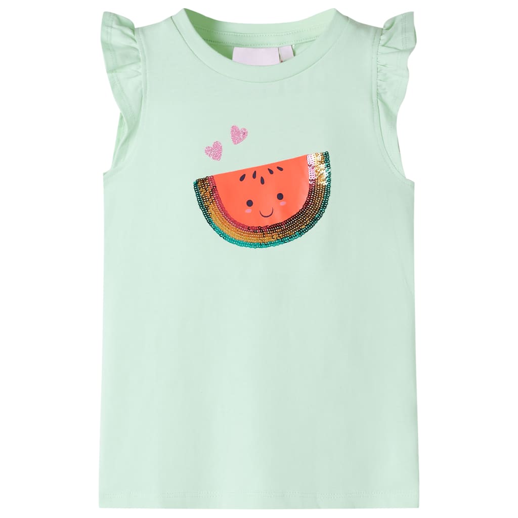 Vidaxl kindershirt met ruches aan de mouwen 128 zachtgroen