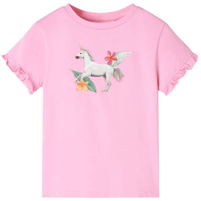 Camisa infantil de Vidaxl con mangas cortas 116 Rosa brillante