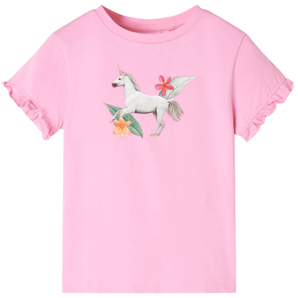 Camicia per bambini Vidaxl con maniche corte 116 rosa brillante